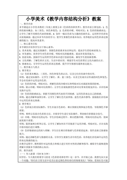 小学美术《教学内容结构分析》教案