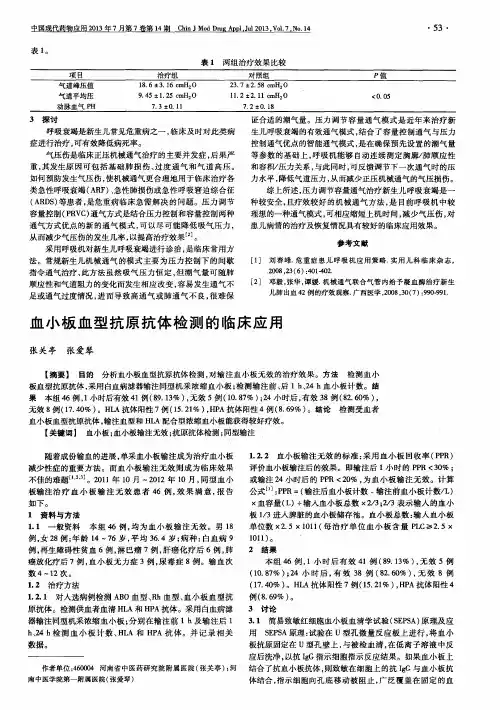 血小板血型抗原抗体检测的临床应用