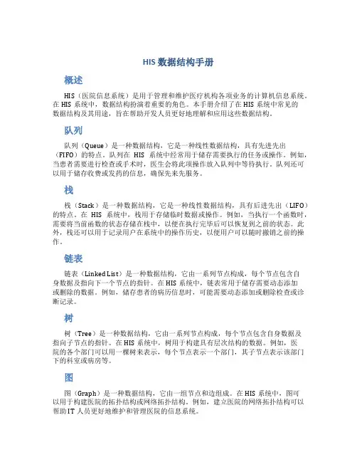 HIS数据结构手册