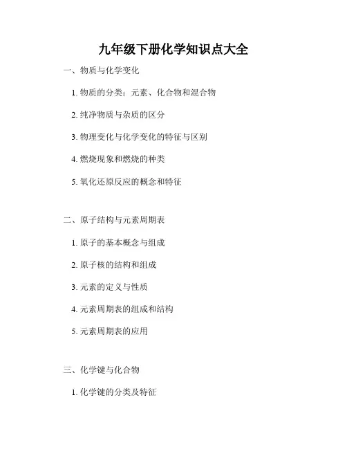 九年级下册化学知识点大全