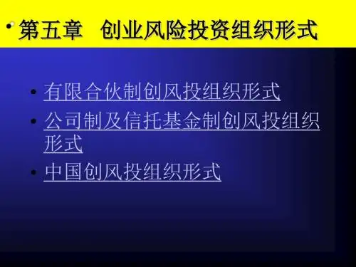 创业风险投资组织形式概要