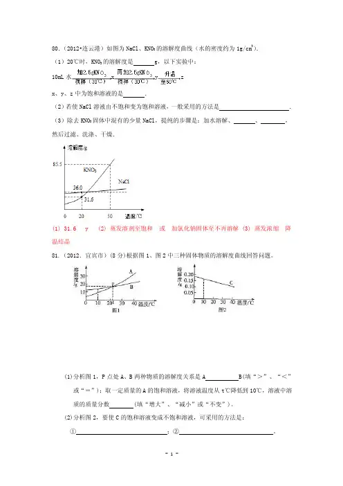 如图为NaCl、KNO3的溶解度曲线（水的密度约为1gcm3）.
