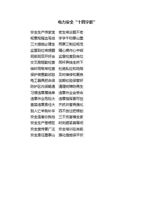 电力安全“十四字歌”