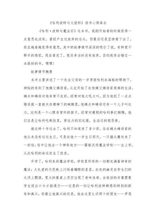 《哈利波特与火焰杯》读书心得体会