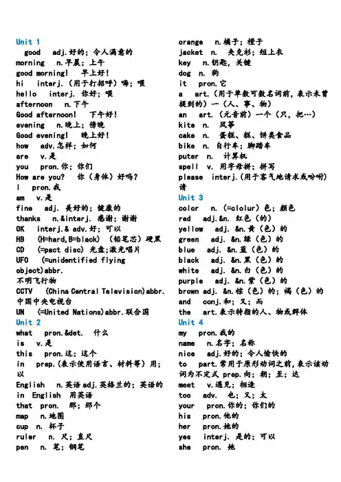 鲁教版六年级(下)英语单词表