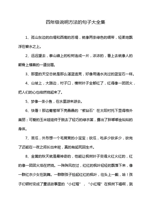 四年级说明方法的句子大全集
