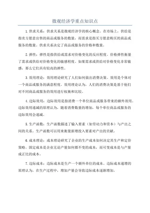 微观经济学重点知识点