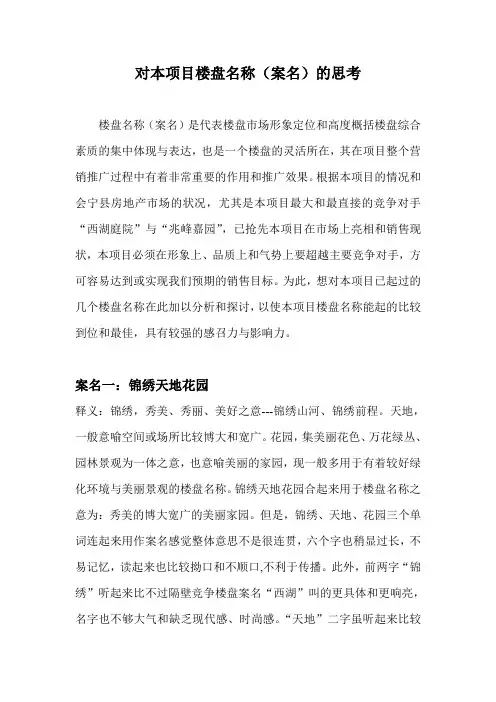 房地产项目案名建议