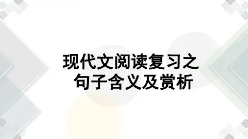 专题05+句子的含义及赏析-2023年中考语文现代文阅读专题讲座