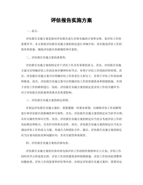 评估报告实施方案