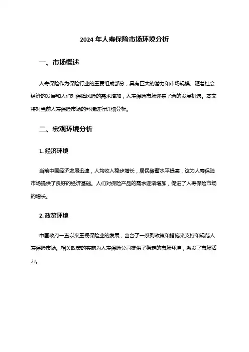 2024年人寿保险市场环境分析