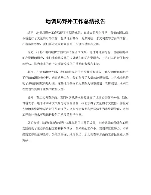 地调局野外工作总结报告