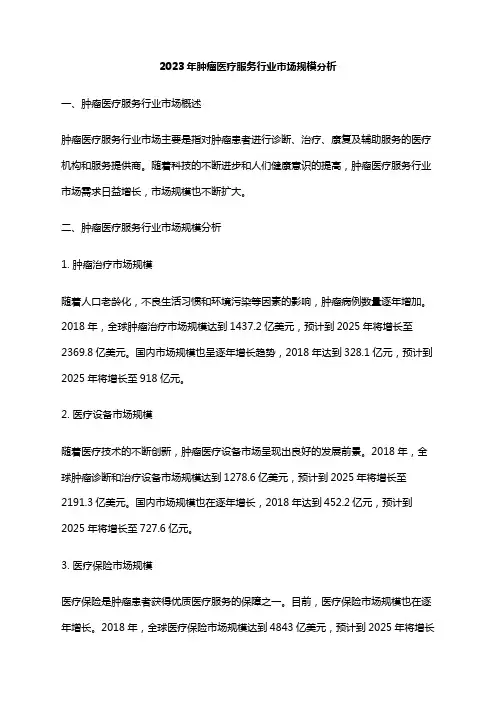 2023年肿瘤医疗服务行业市场规模分析