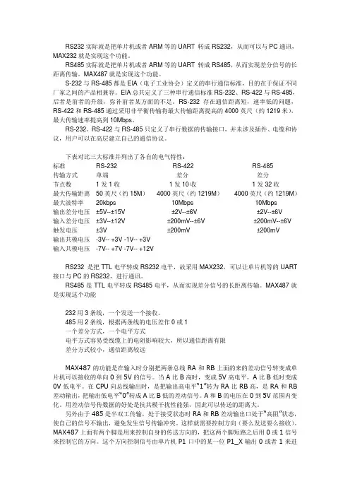 RS232实际就是把单片机或者ARM等的UART转成RS232