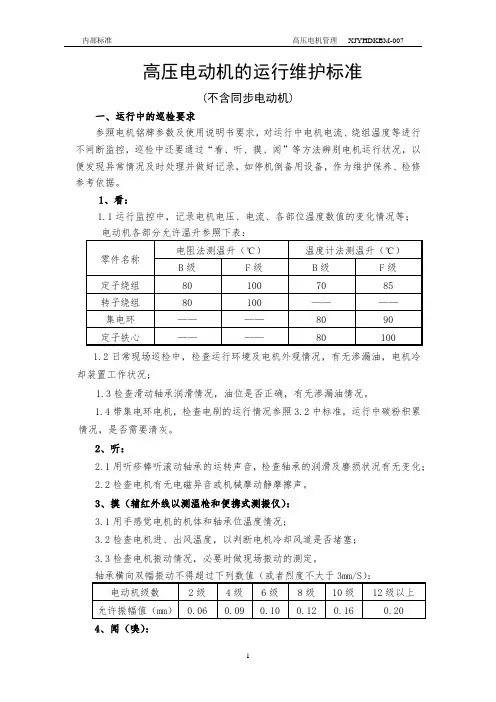 高压电动机的日常运行维护规范