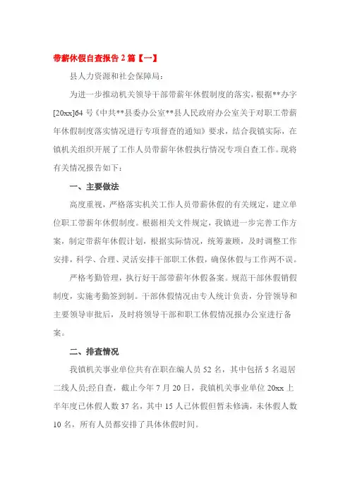 带薪休假自查报告2篇