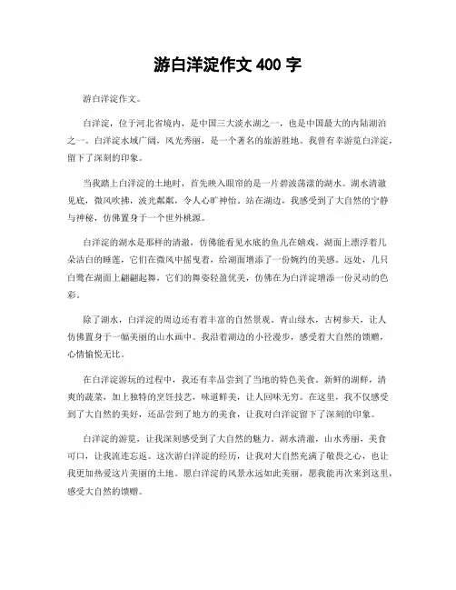游白洋淀作文400字