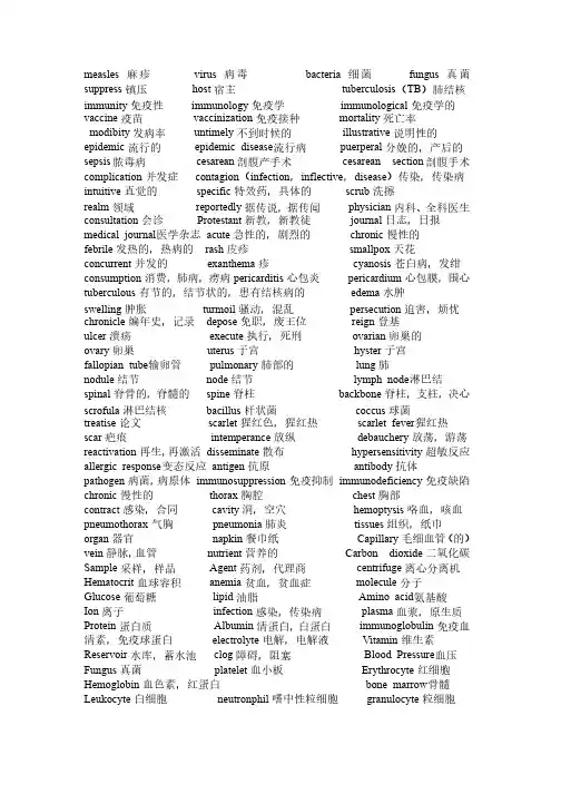 大学医学专业英语单词