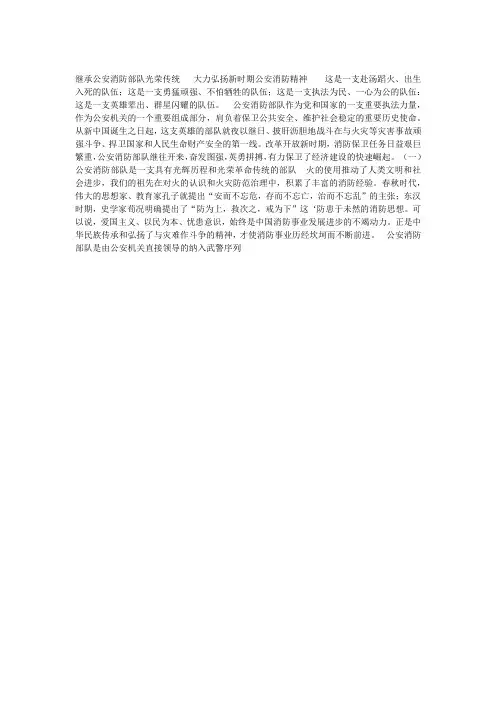 弘扬公安消防精神