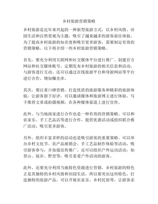 乡村旅游营销策略