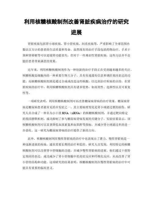 利用核糖核酸制剂改善肾脏疾病治疗的研究进展
