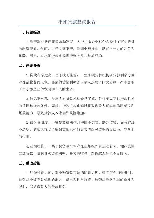 小额贷款整改报告