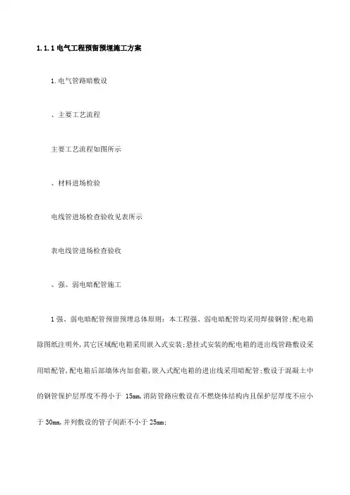 电气工程预留预埋施工方案