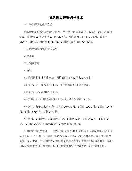 最新商品绿头野鸭饲养技术【动植物养殖】