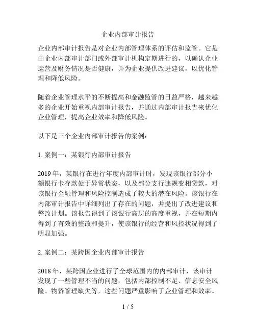 企业内部审计报告