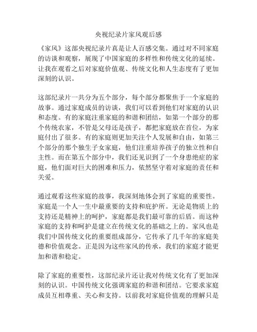 央视纪录片家风观后感