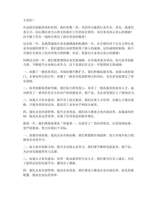 建筑行业年会领导发言稿