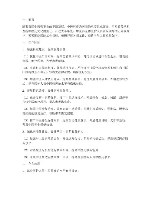 中医_半年_工作总结