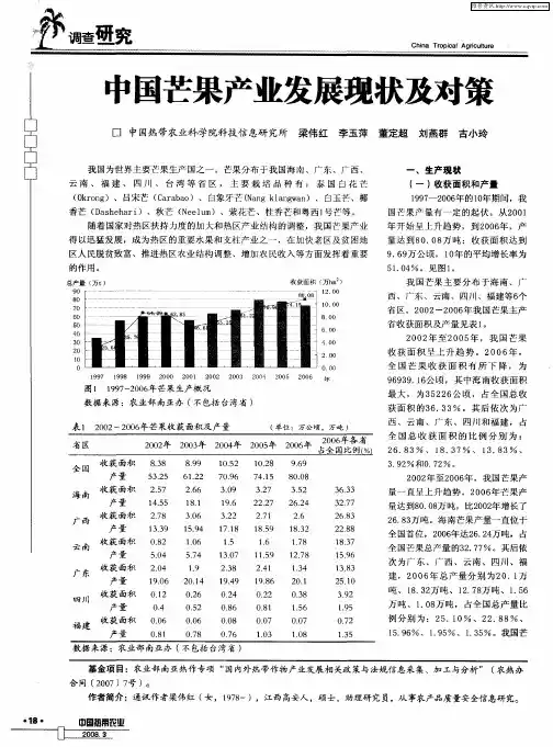 中国芒果产业发展现状及对策