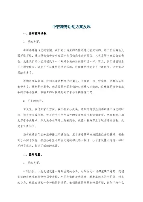 中班踏青活动方案反思
