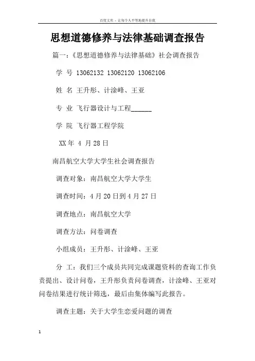 思想道德修养与法律基础调查报告