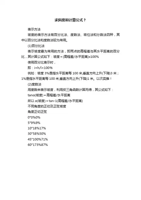 求斜度和计算公式？