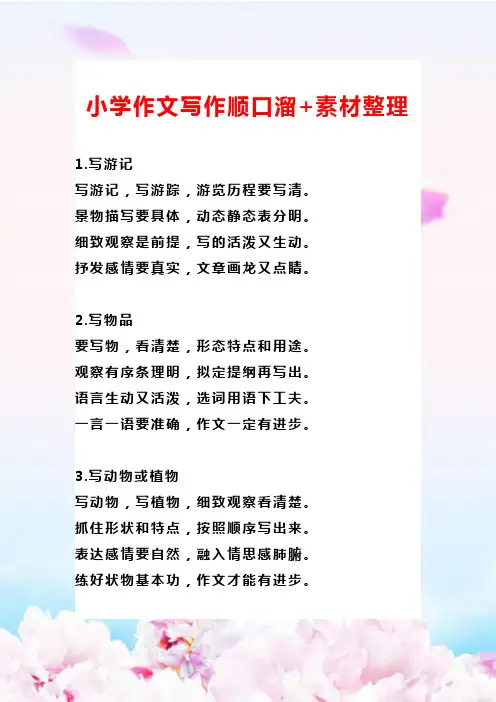 小学作文写作顺口溜+素材整理