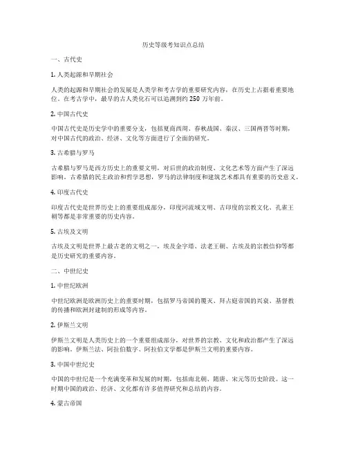 历史等级考知识点总结