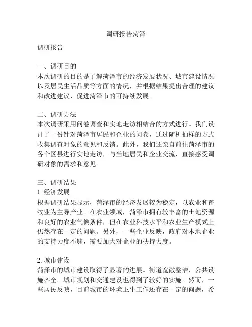 调研报告菏泽