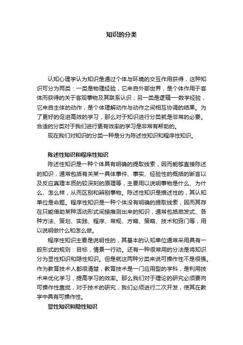 知识的分类