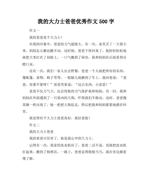 我的大力士爸爸优秀作文500字