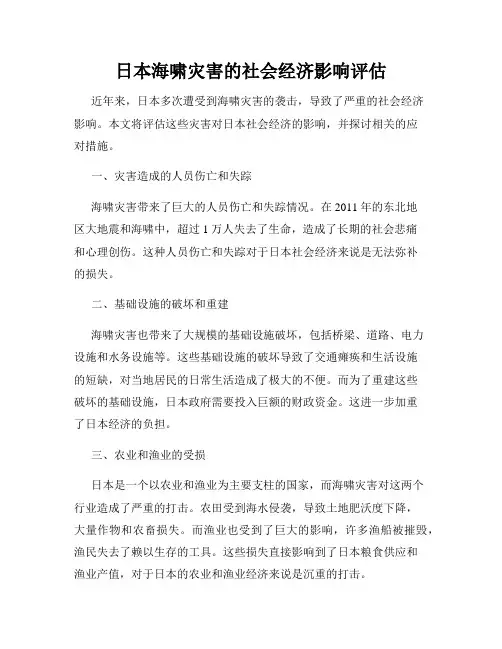 日本海啸灾害的社会经济影响评估
