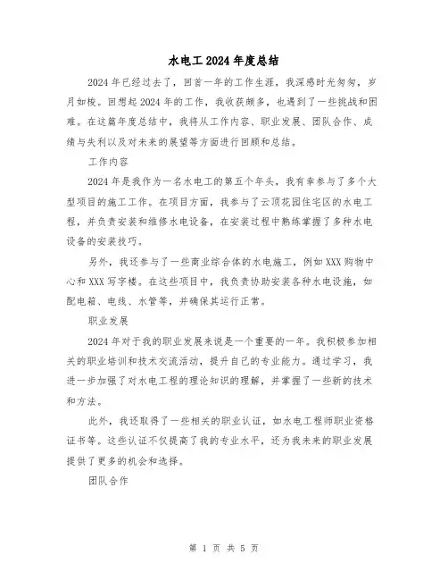 水电工2024年度总结（2篇）