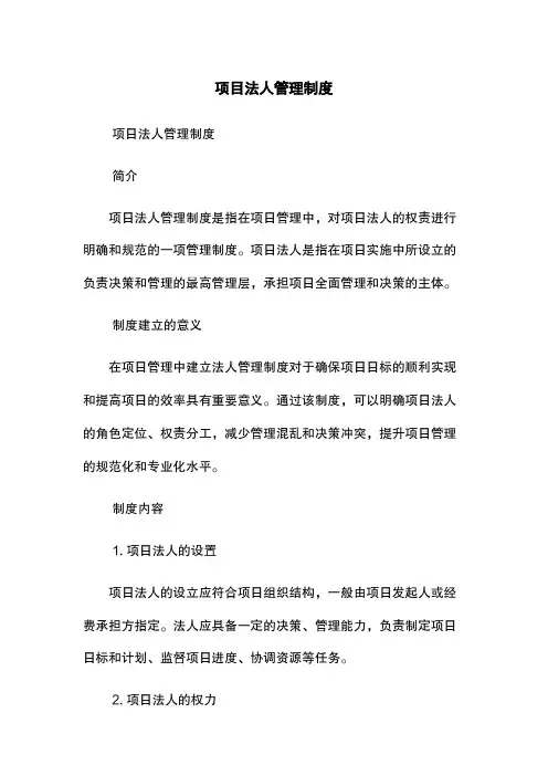 项目法人管理制度