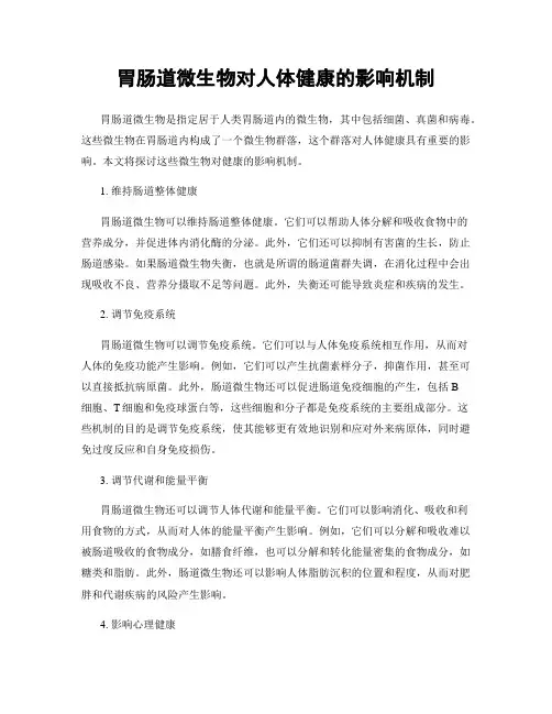 胃肠道微生物对人体健康的影响机制