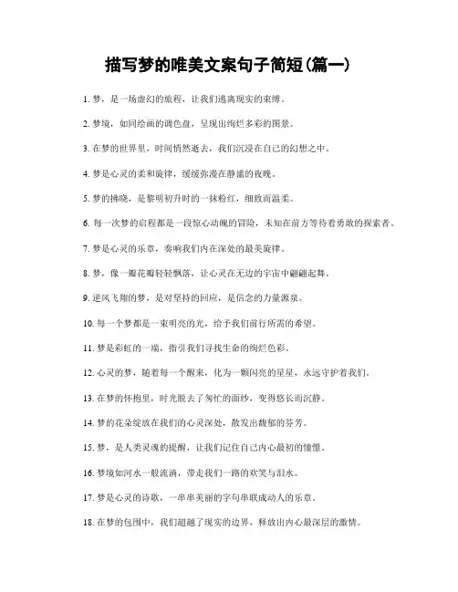 描写梦的唯美文案句子简短(精选2篇)