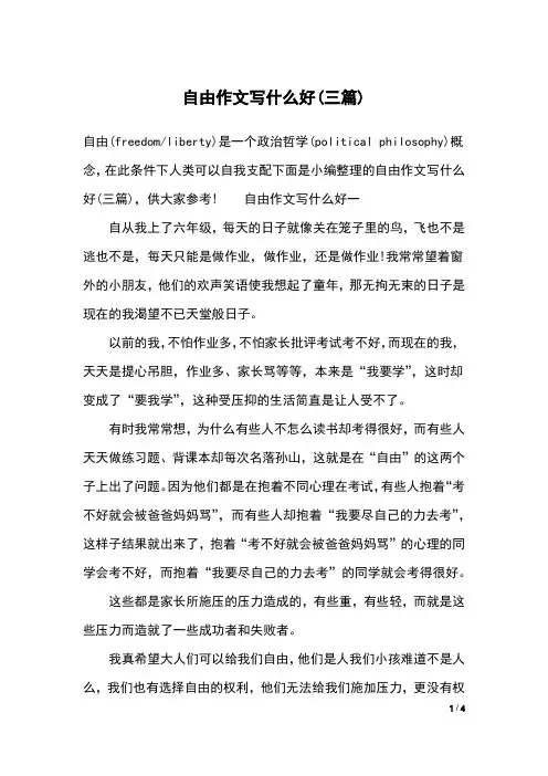 自由作文写什么好(三篇)