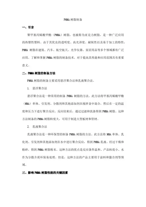 pmma 树脂制备