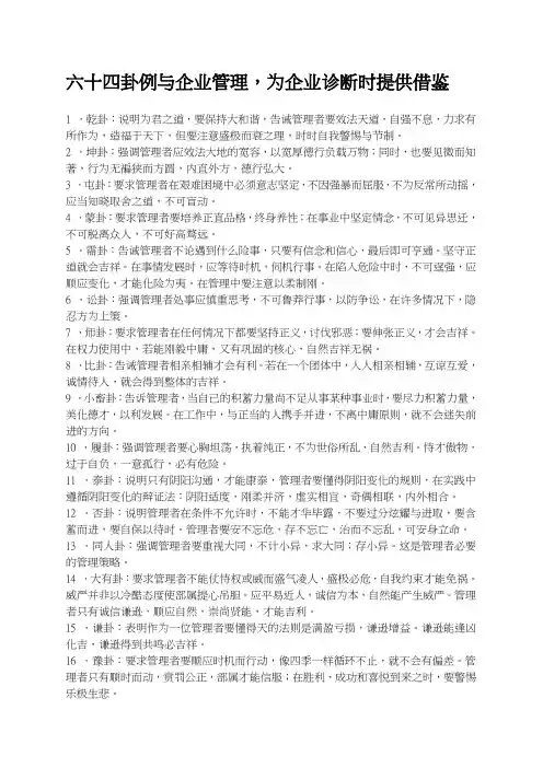 六十四卦例与企业管理