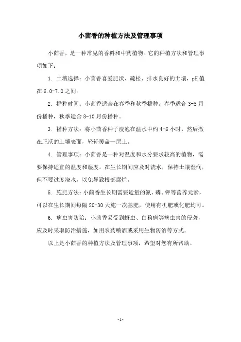 小茴香的种植方法及管理事项